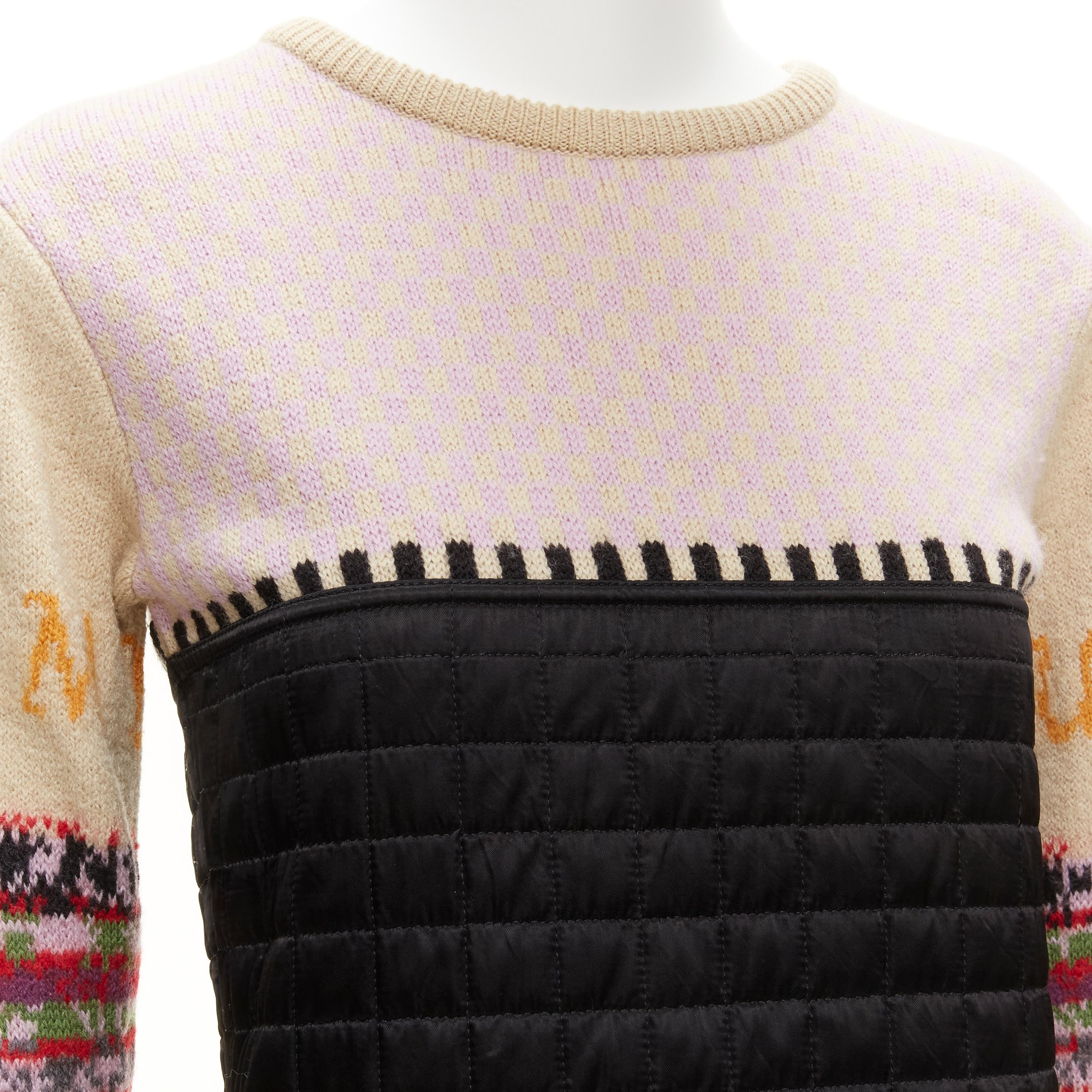 MIU MIU 2002 Vintage Look 16 colorful wool sleeve quilted nylon sweater IT40 3