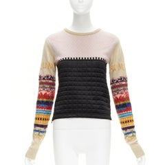MIU MIU 2002 Vintage Look 16 colorful wool sleeve quilted nylon sweater IT40