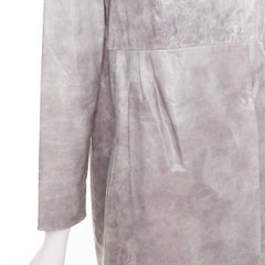 MIU MIU 2007 grey crackled lambskin leather A-line long coat IT38 XS