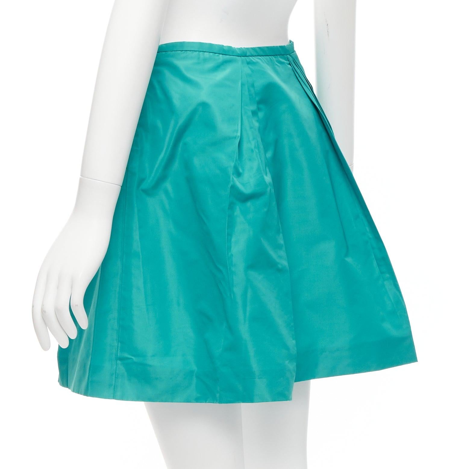 MIU MIU 2007 teal green nylon pleated high waisted Aline skirt IT36 XXS For Sale 2