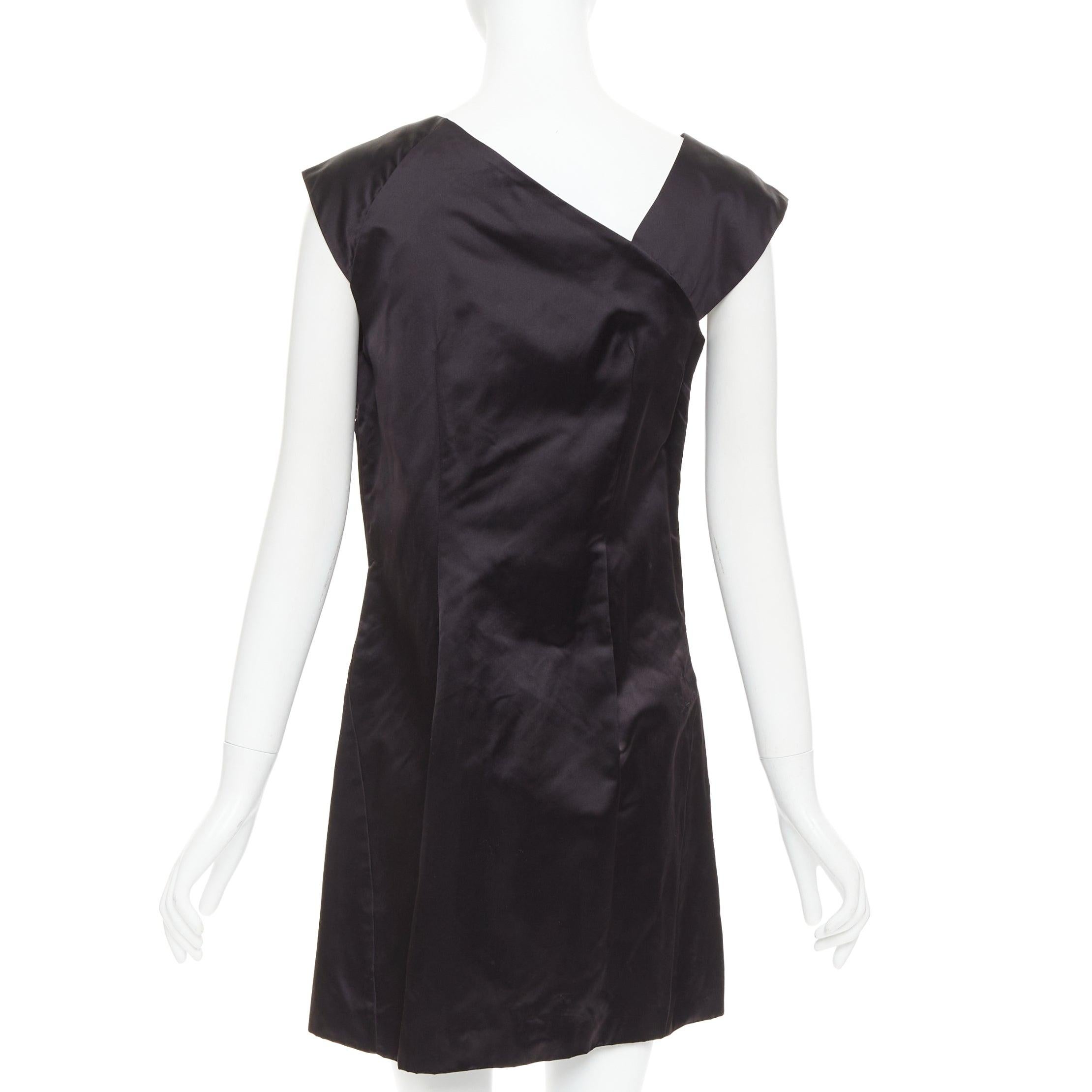Women's MIU MIU 2009 black silk satin bow top pleated mini dress IT44 L For Sale