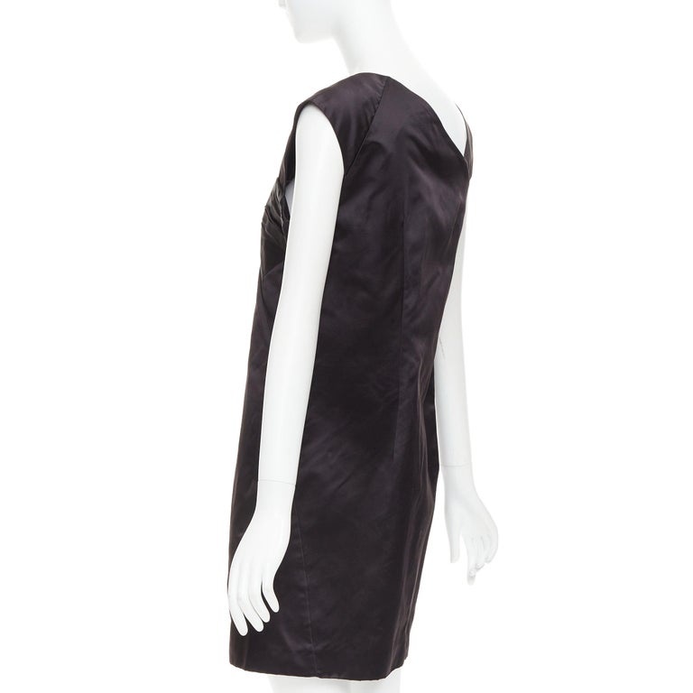 MIU MIU 2009 black silk satin bow top pleated mini dress IT44 L For Sale at  1stDibs