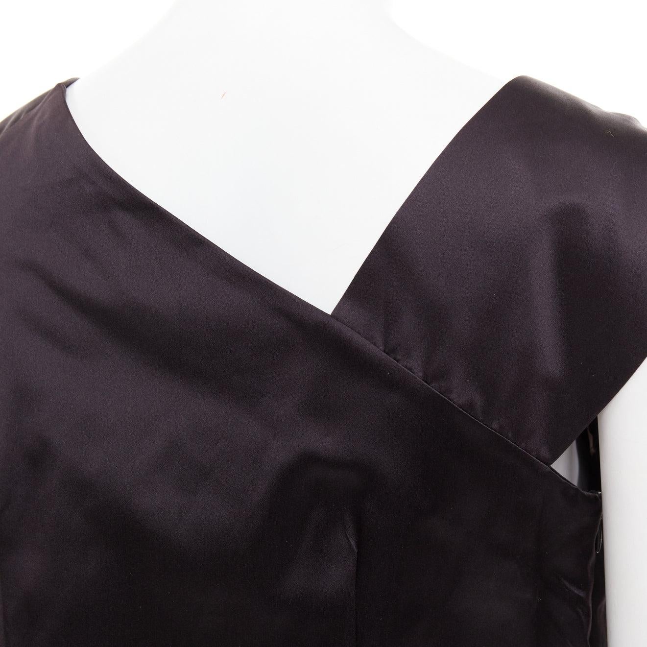 MIU MIU 2009 black silk satin bow top pleated mini dress IT44 L For Sale 2