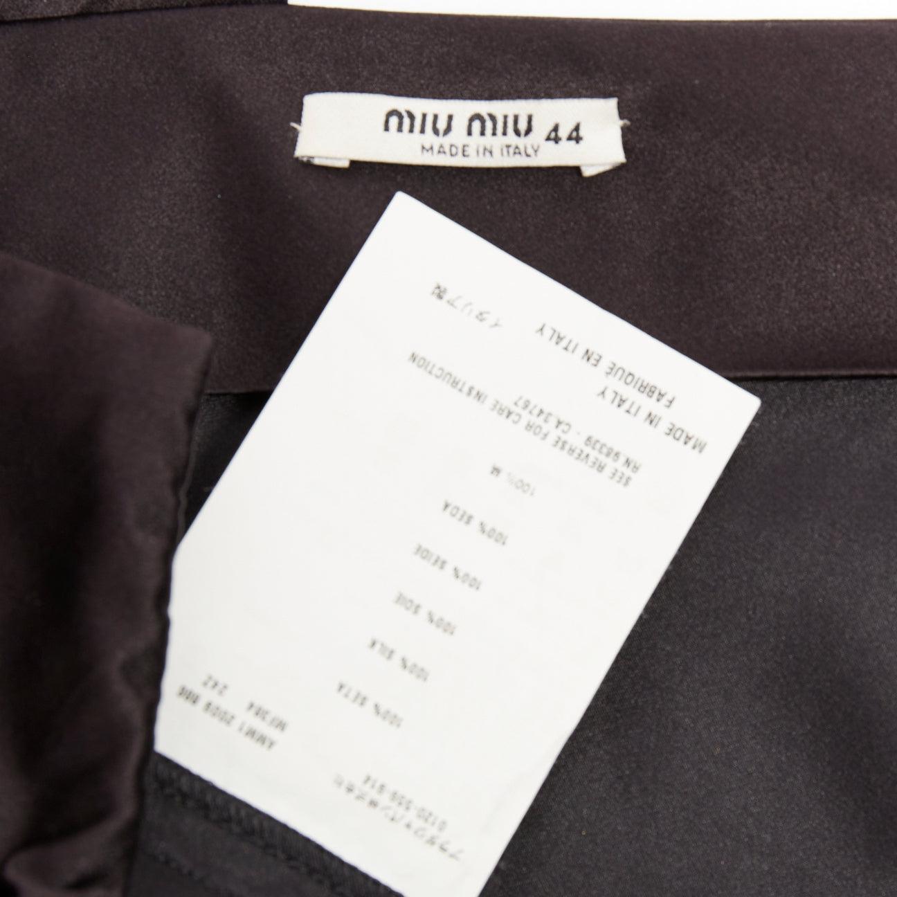 MIU MIU 2009 black silk satin bow top pleated mini dress IT44 L For Sale 3