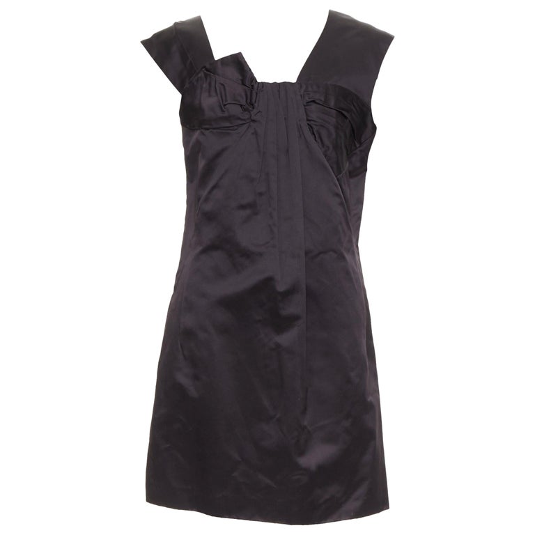 MIU MIU 2009 black silk satin bow top pleated mini dress IT44 L For Sale at 1stDibs MIU MIU 2009 black silk satin bow top pleated mini dress IT44 L For Sale at 1stDibs