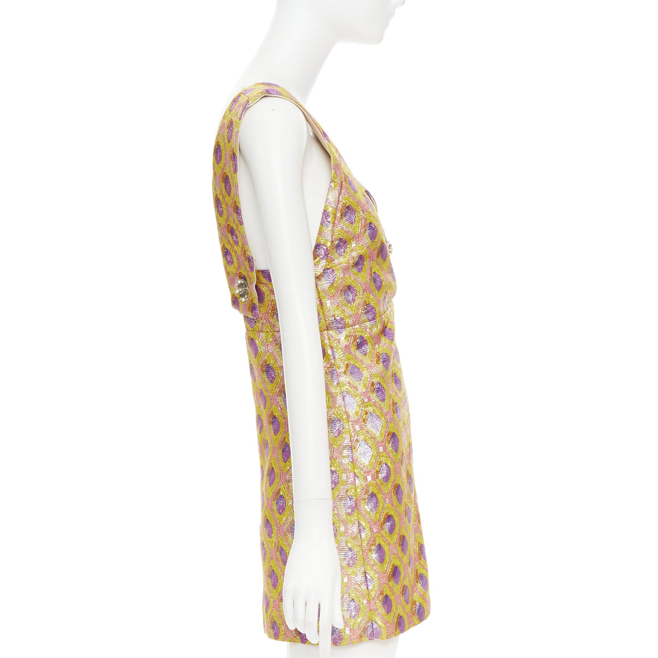 MIU MIU 2009 robe en jacquard abstrait en soie et laine mélangées IT36 XXS État moyen - En vente à Hong Kong, NT