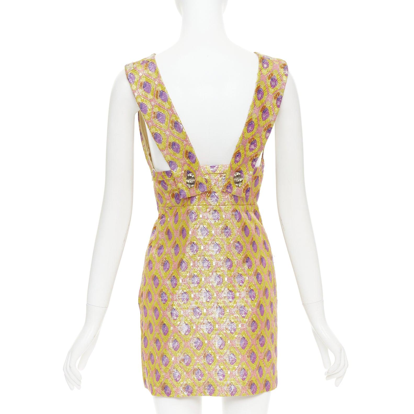 MIU MIU 2009 robe en jacquard abstrait en soie et laine mélangées IT36 XXS Pour femmes en vente