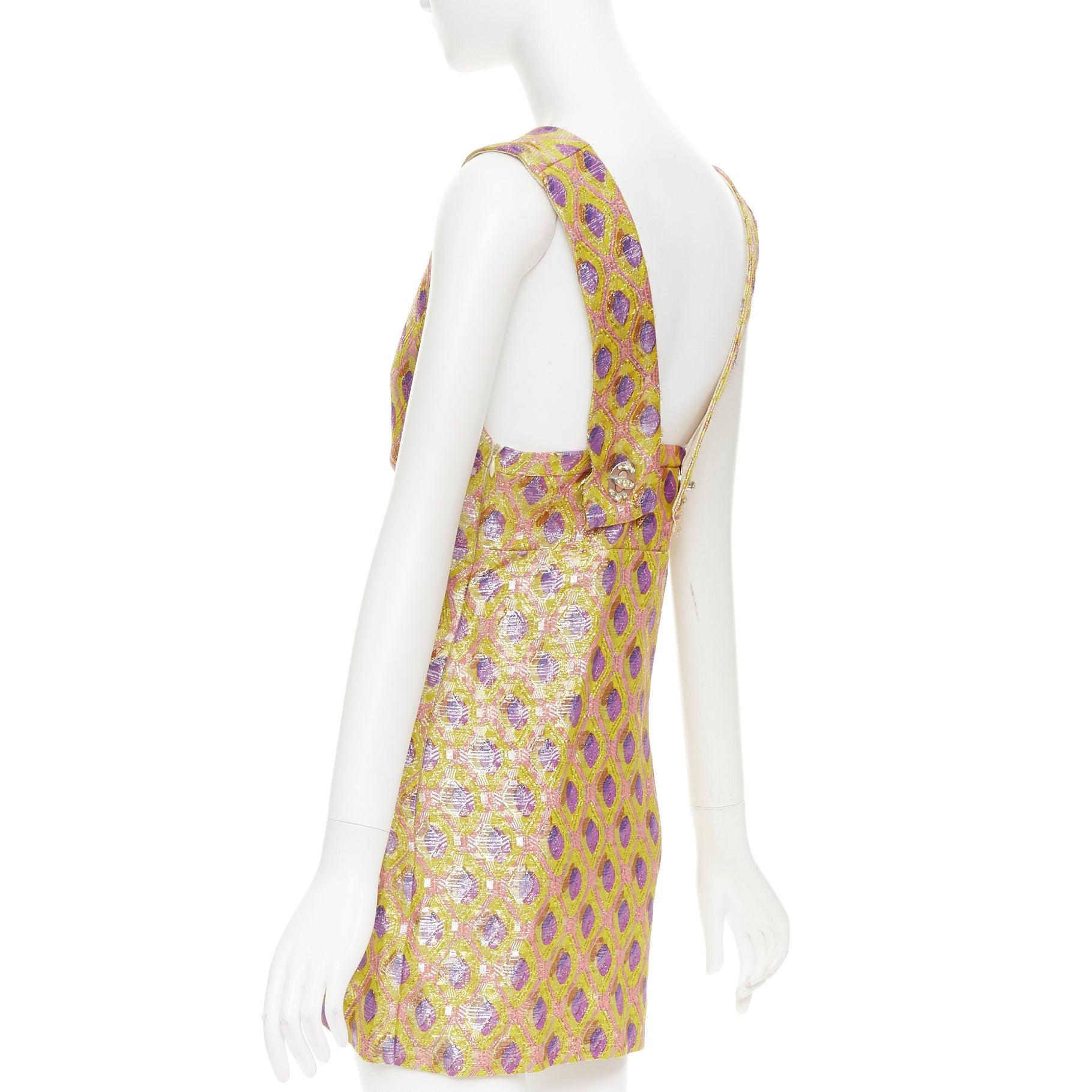MIU MIU 2009 robe en jacquard abstrait en soie et laine mélangées IT36 XXS en vente 1