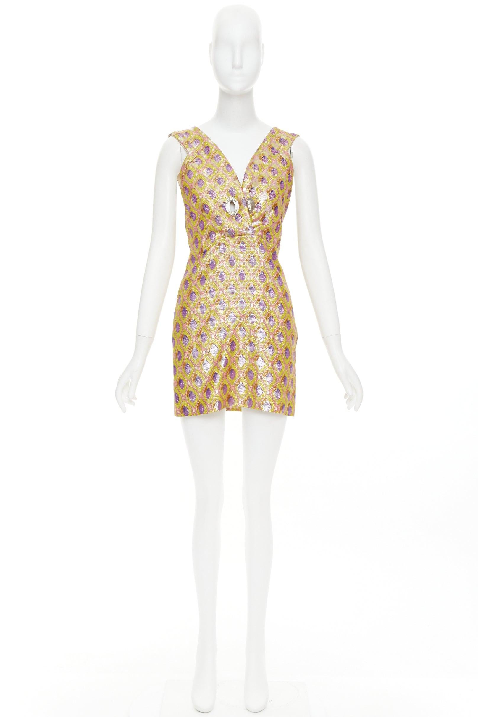 MIU MIU 2009 robe en jacquard abstrait en soie et laine mélangées IT36 XXS en vente 4