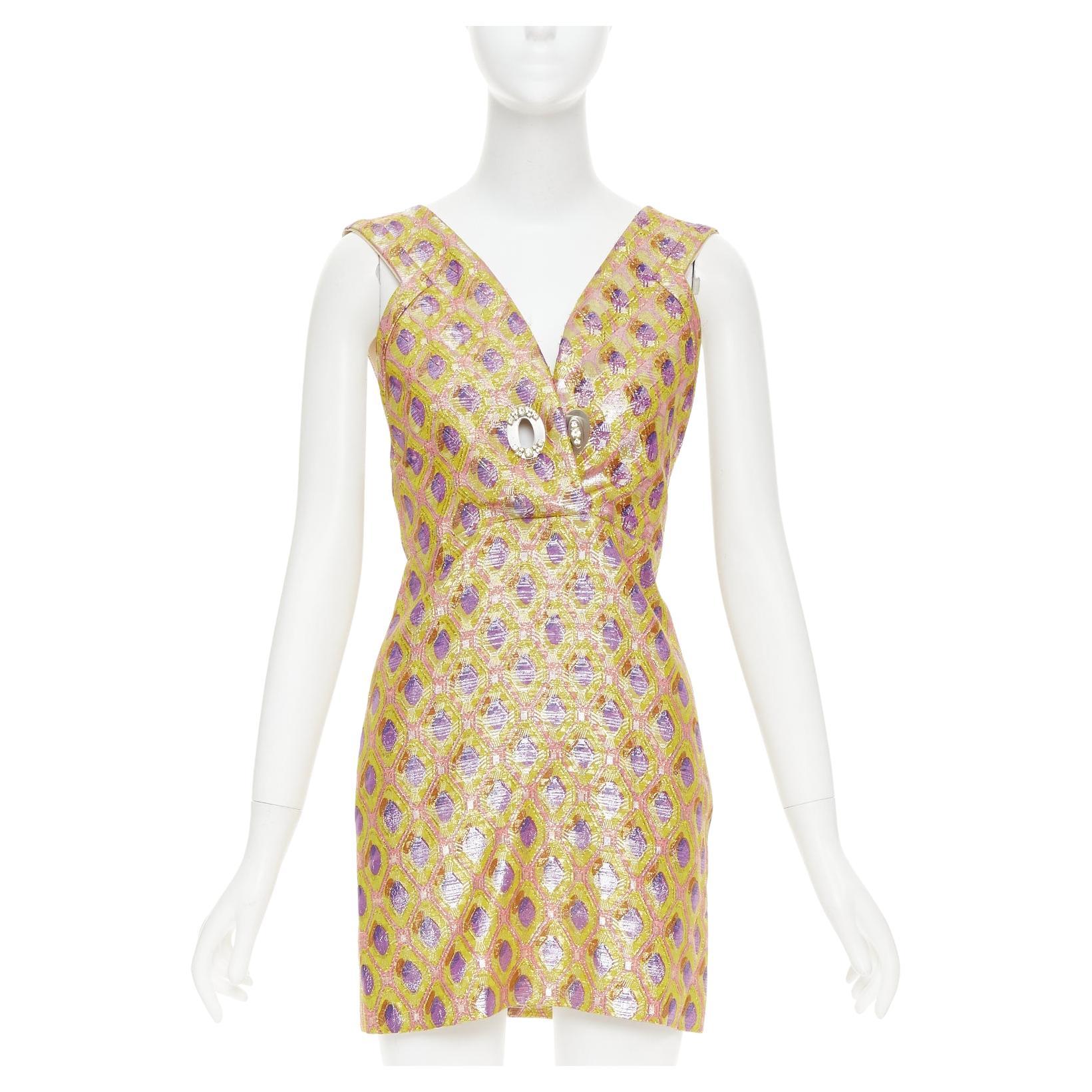 MIU MIU 2009 robe en jacquard abstrait en soie et laine mélangées IT36 XXS en vente