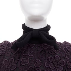 MIU MIU 2010 Runway lilac purple 3D crochet flower lace bow collar mini dress S