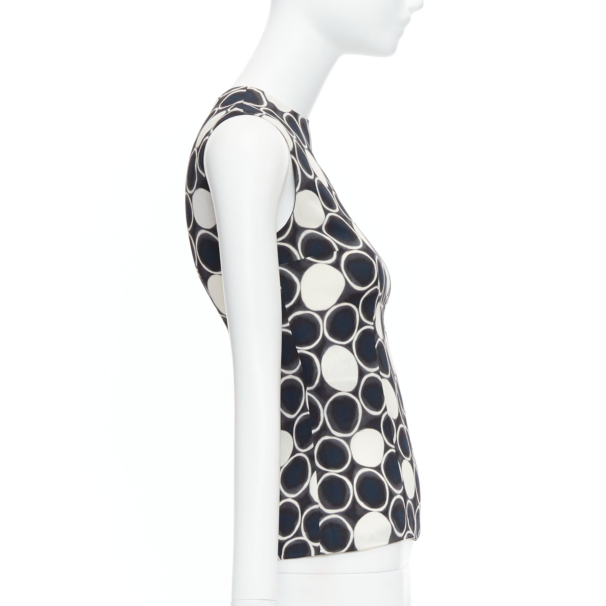MIU MIU 2012 black white blue circle print sleeveless tank top IT36 XXS In Excellent Condition For Sale In Hong Kong, NT