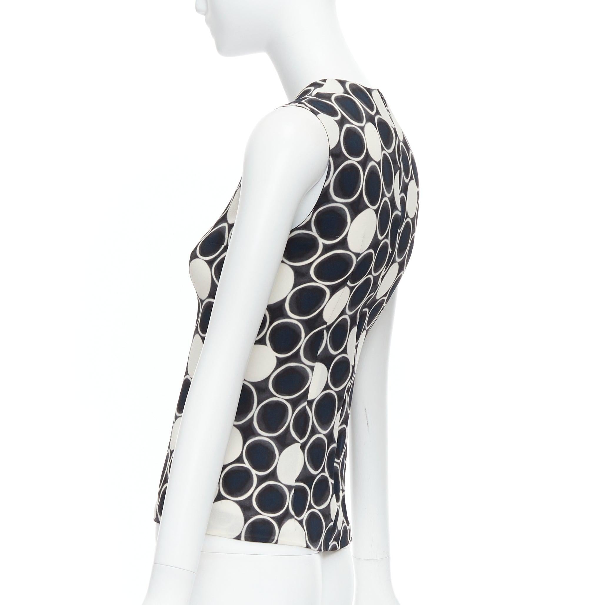 MIU MIU 2012 black white blue circle print sleeveless tank top IT36 XXS For Sale 1
