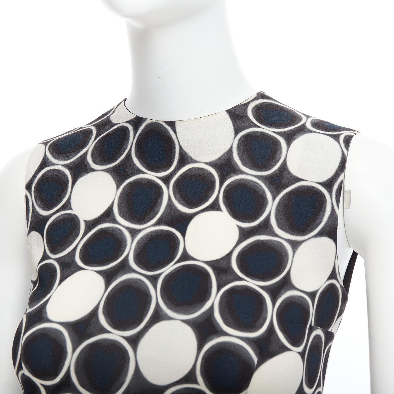 MIU MIU 2012 black white blue circle print sleeveless tank top IT36 XXS For Sale 2