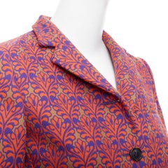 MIU MIU 2012 red brown virgin wool blend floral brocade crop blazer IT40 S