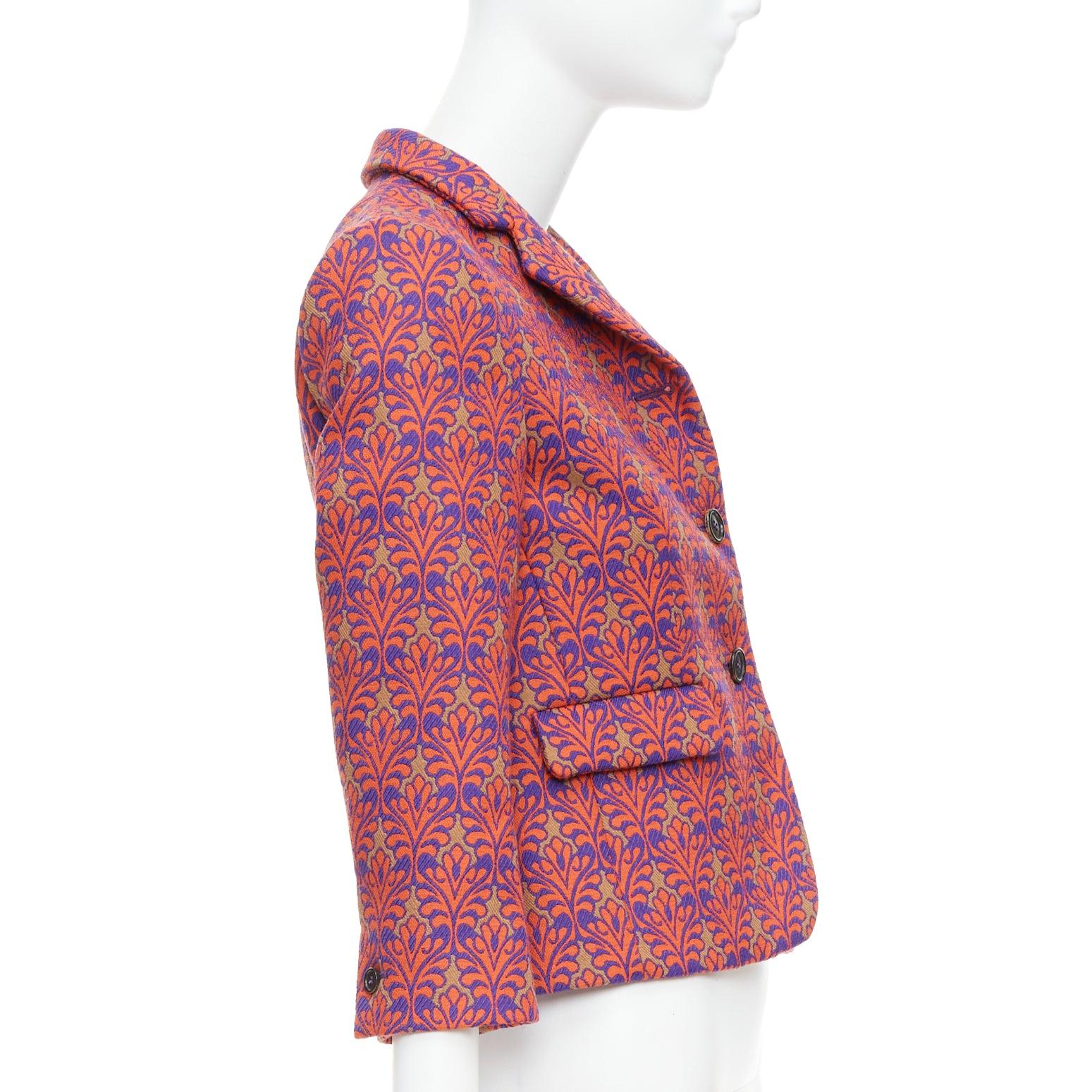 MIU MIU 2012 rot braun Schurwolle Mischung floral Brokat Ernte Blazer IT40 S Damen im Angebot