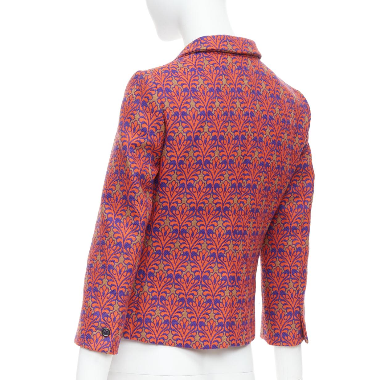 MIU MIU 2012 rot braun Schurwolle Mischung floral Brokat Ernte Blazer IT40 S im Angebot 2