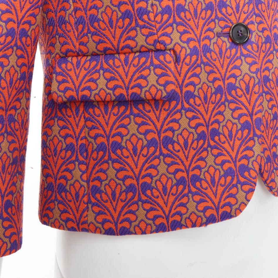 MIU MIU 2012 rot braun Schurwolle Mischung floral Brokat Ernte Blazer IT40 S im Angebot 3