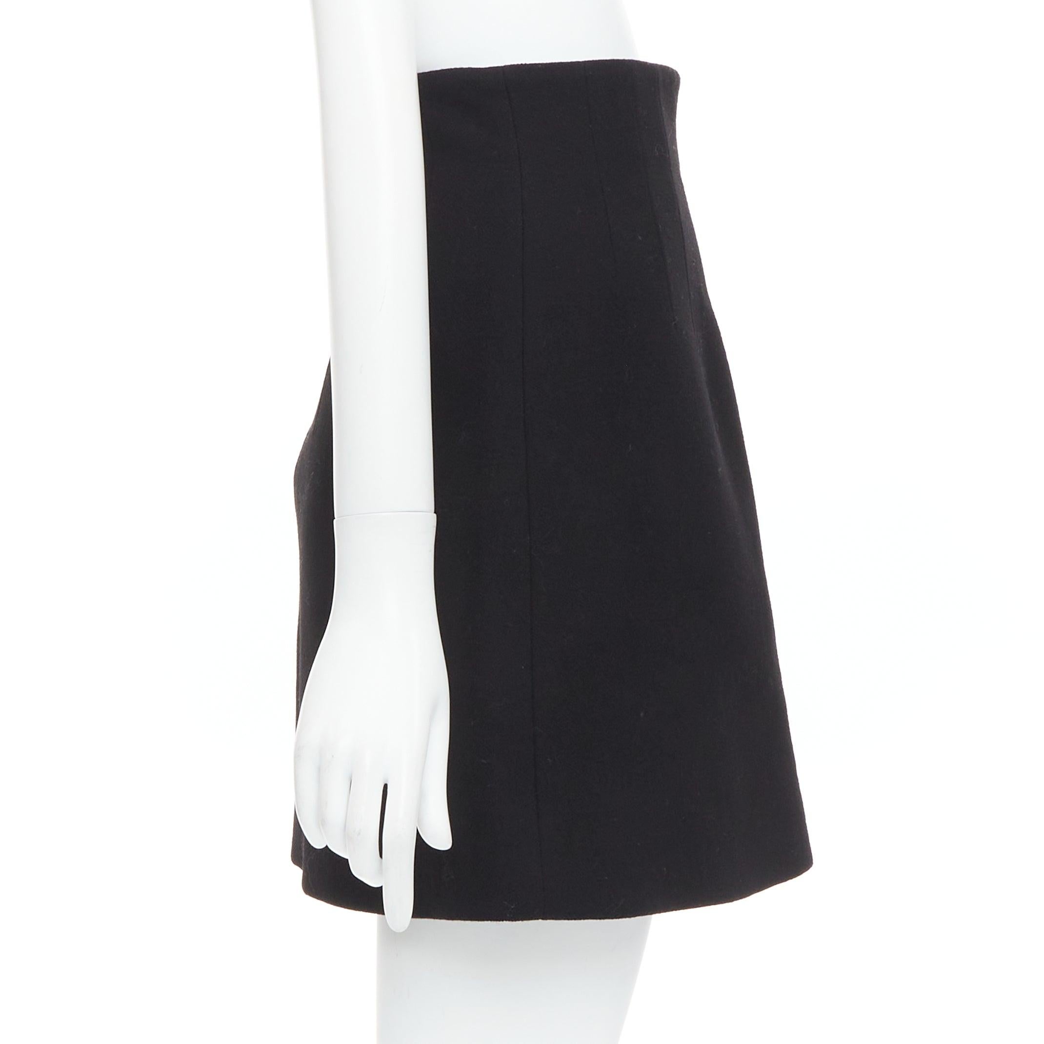 Jupe froncée à taille haute en laine vierge 100 % noire MIU 2013 IT36 XXS Bon état - En vente à Hong Kong, NT