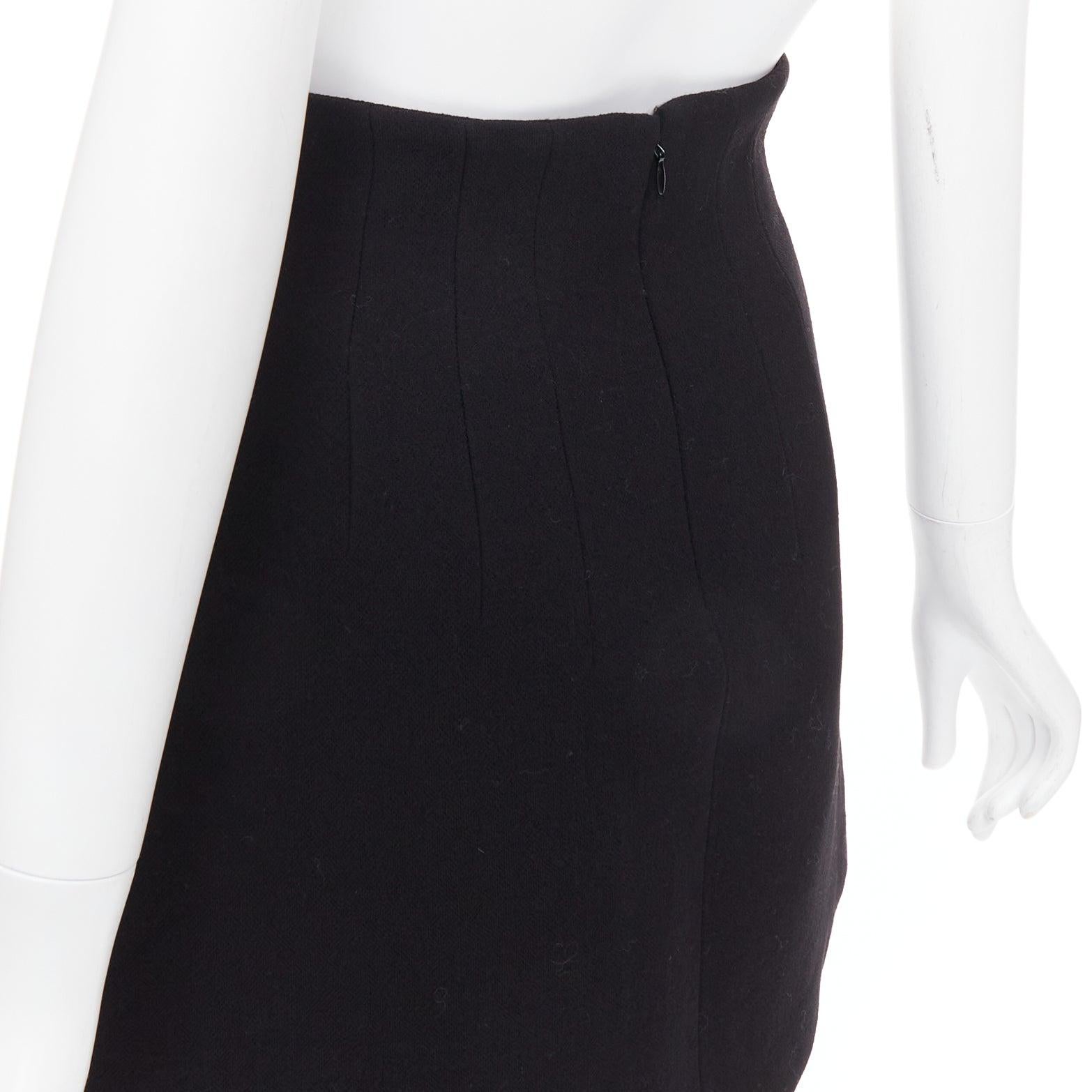 Jupe froncée à taille haute en laine vierge 100 % noire MIU 2013 IT36 XXS en vente 2