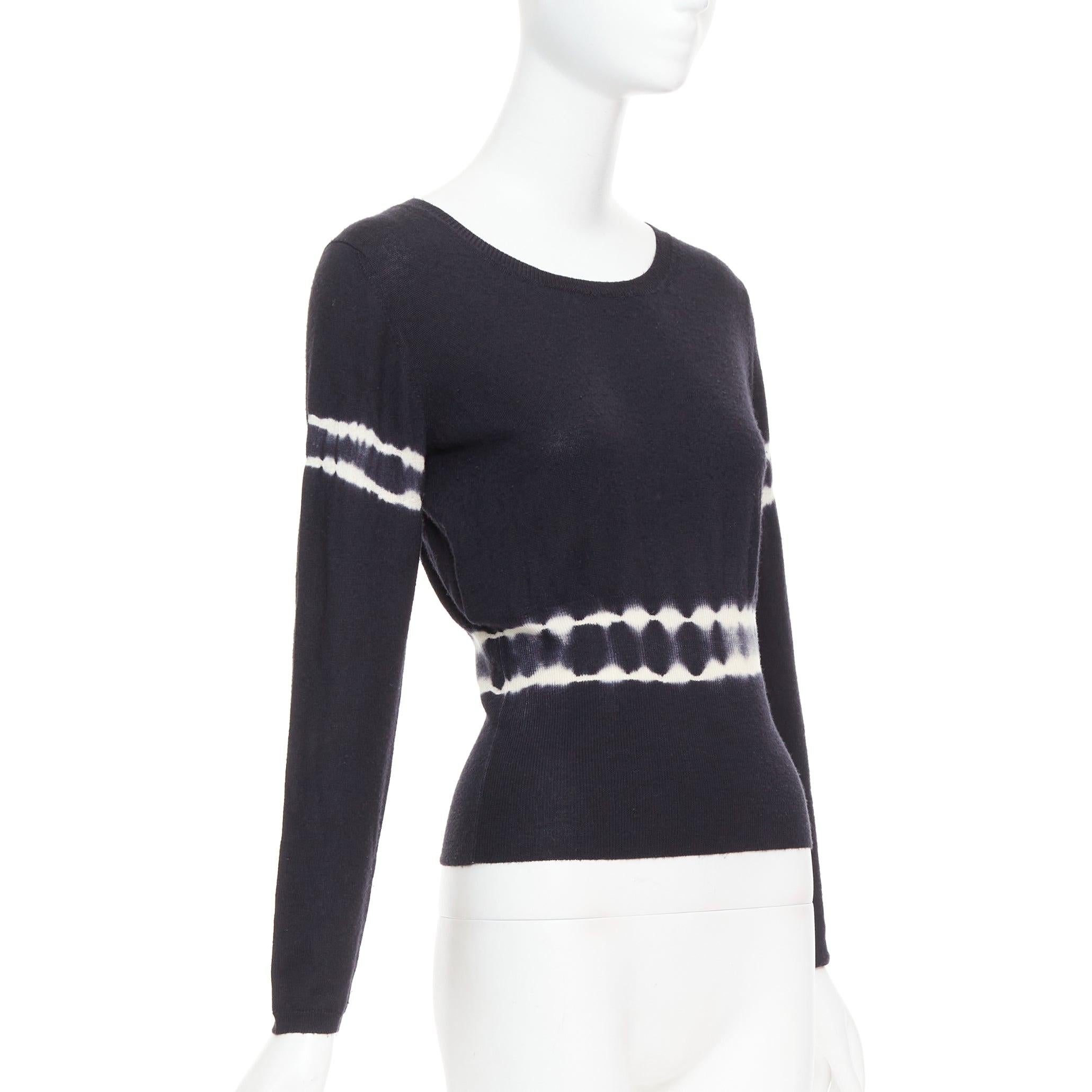 Black MIU MIU 2013 black cashmere silk tie dye cinched waist pullover sweater IT40 S For Sale