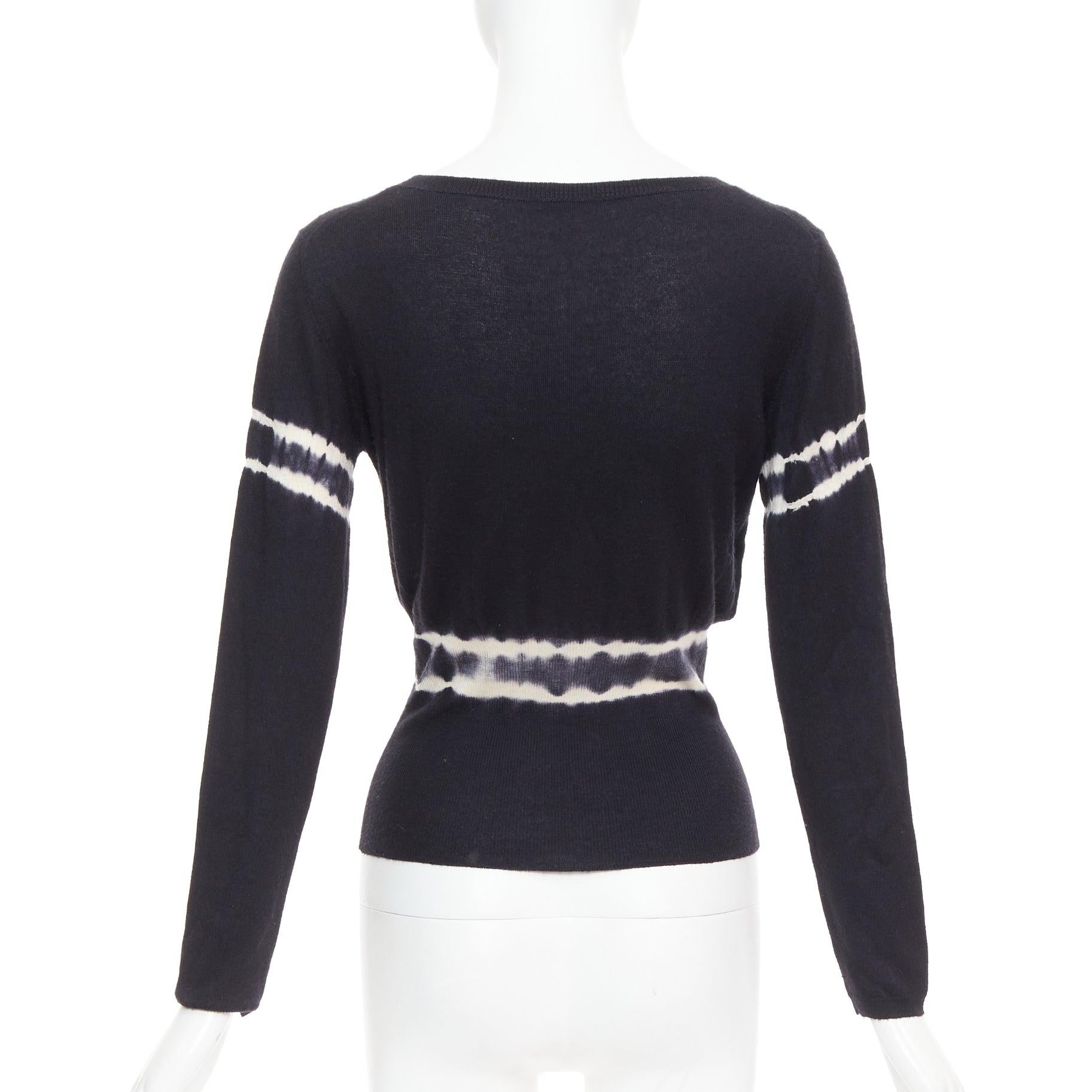 Women's MIU MIU 2013 black cashmere silk tie dye cinched waist pullover sweater IT40 S For Sale