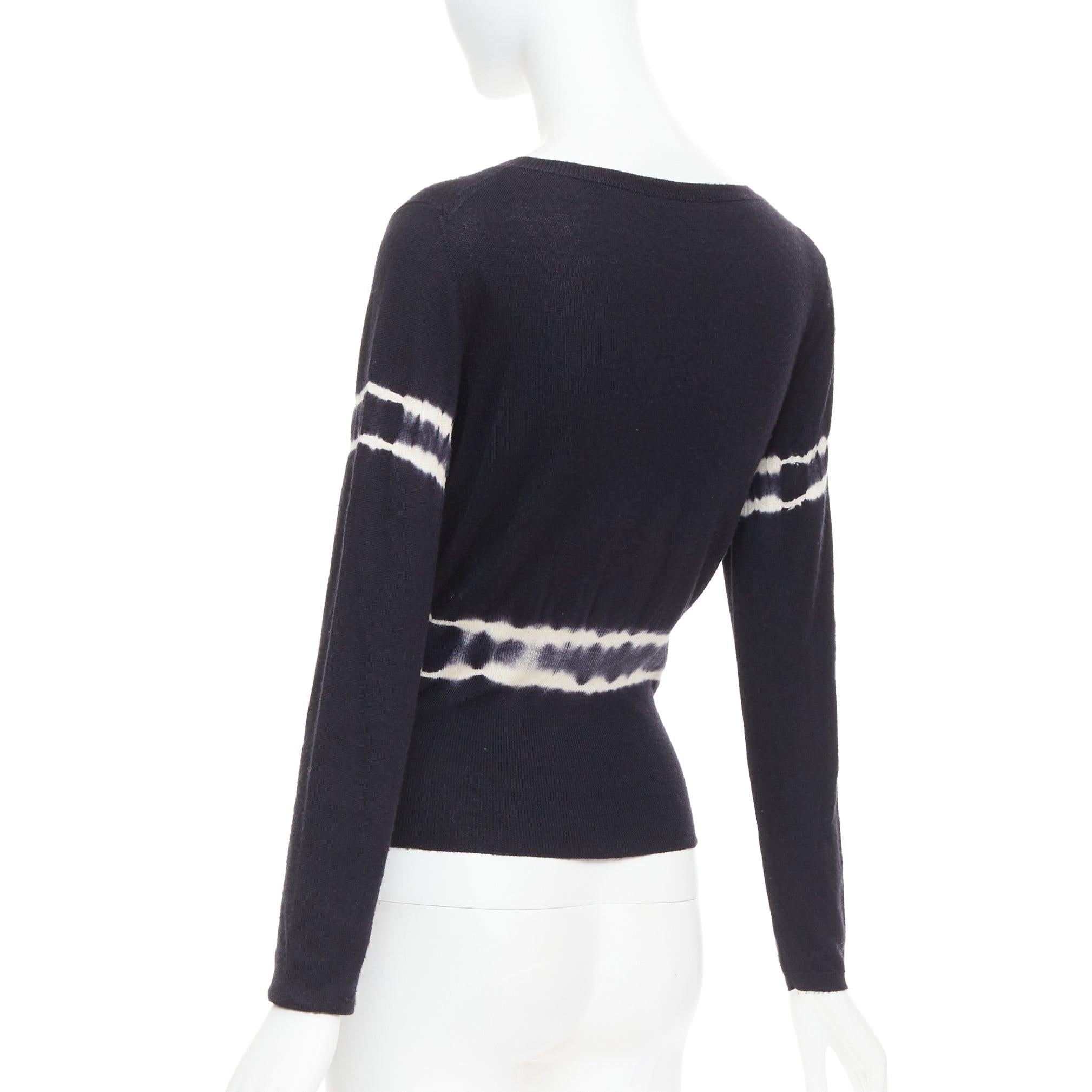 MIU MIU 2013 black cashmere silk tie dye cinched waist pullover sweater IT40 S For Sale 1