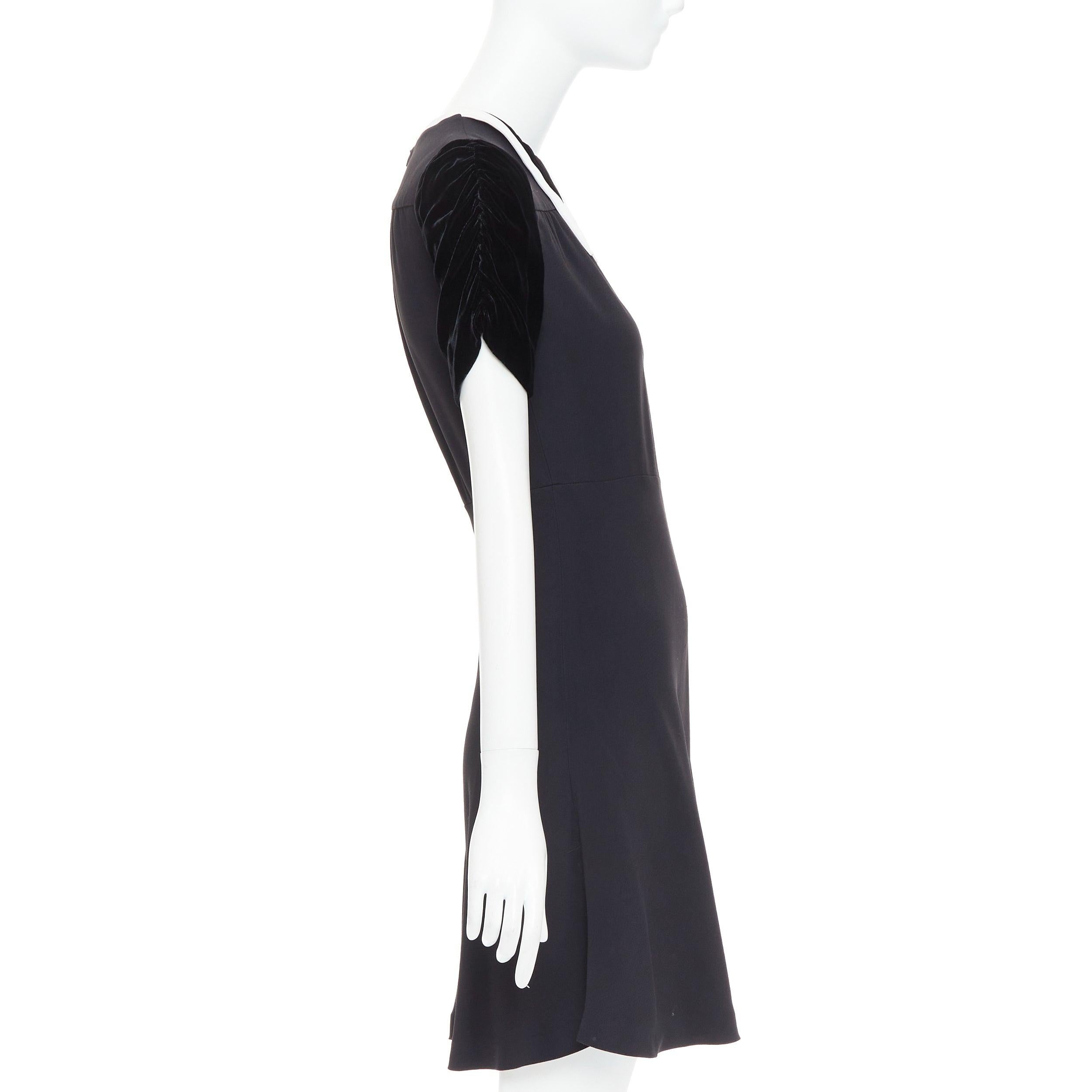 MIU MIU 2013 terciopelo negro cuello blanco mangas fruncidas vestido IT38 XS en Bastante bueno Estado en Hong Kong, NT