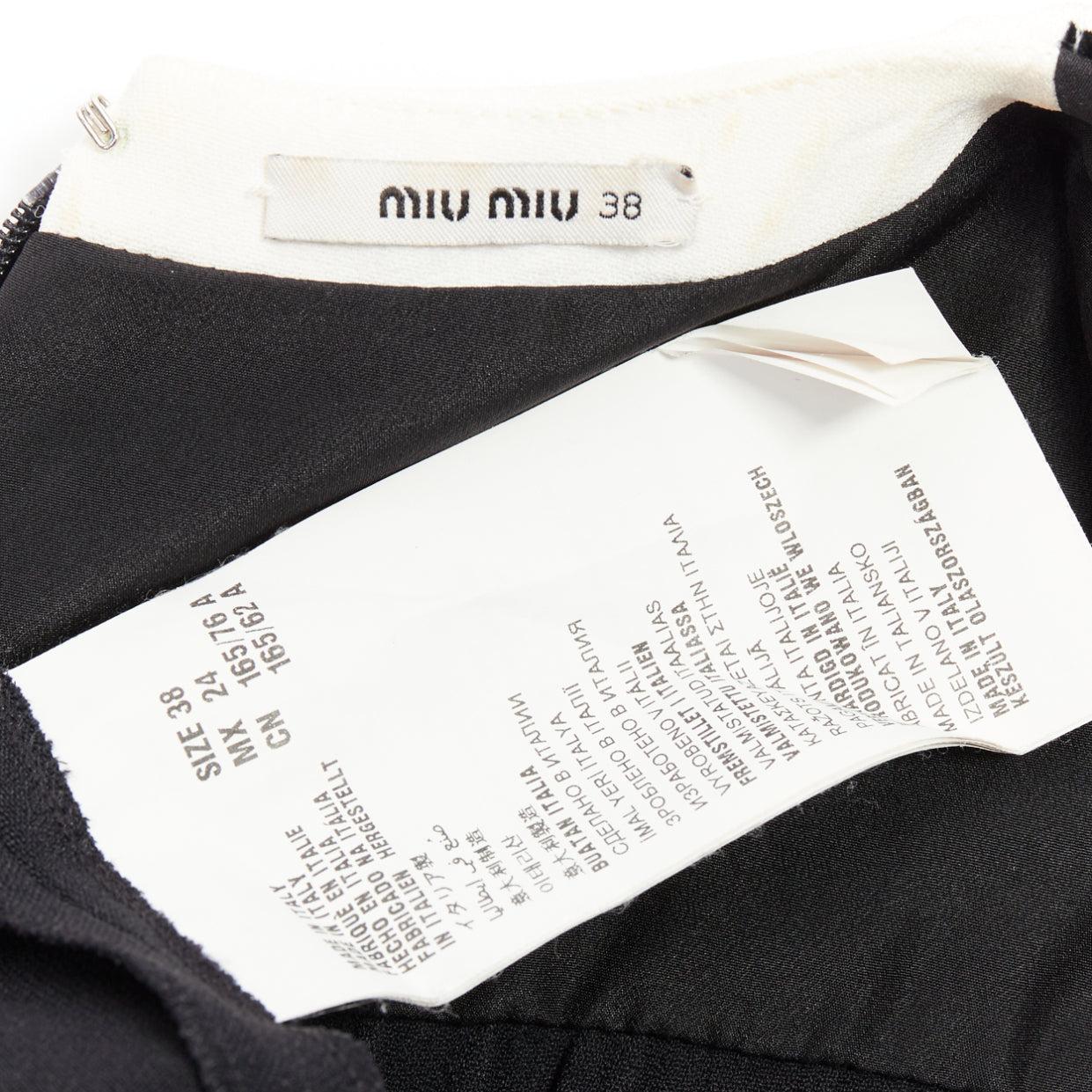 MIU MIU 2013 terciopelo negro cuello blanco mangas fruncidas vestido IT38 XS 3
