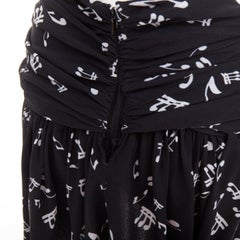 MIU MIU 2013 black white viscose blend musical notes ruched mini skirt IT36 XXS