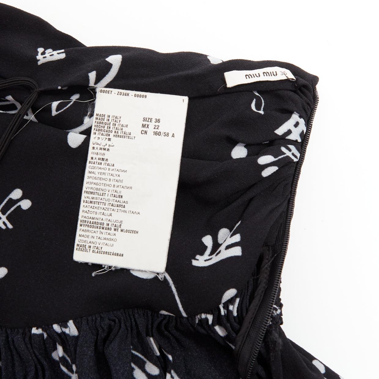 MIU MIU 2013 nero bianco misto viscosa note musicali minigonna increspata IT36 XXS in vendita 3