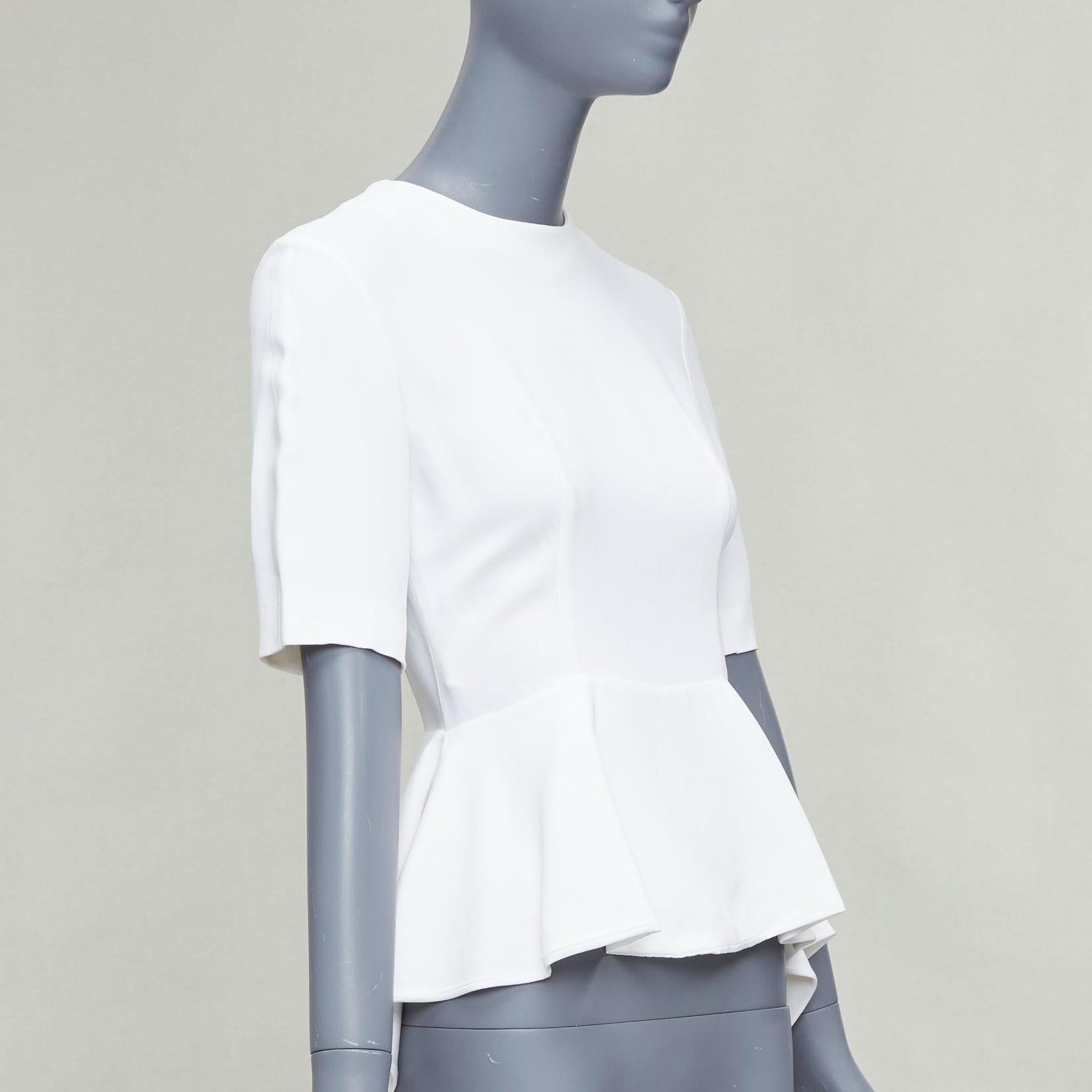Gris MIU 2013 - Haut à demi manches péplum en acétate crème IT38 XS en vente