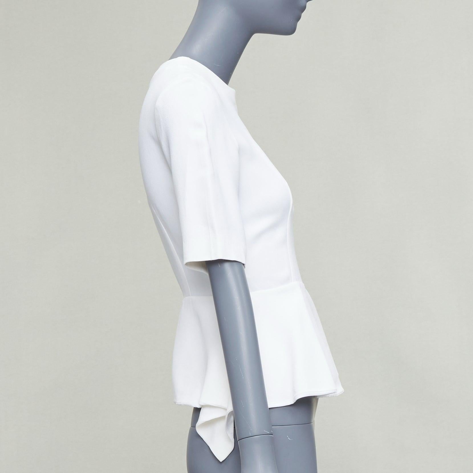 MIU 2013 - Haut à demi manches péplum en acétate crème IT38 XS État moyen - En vente à Hong Kong, NT