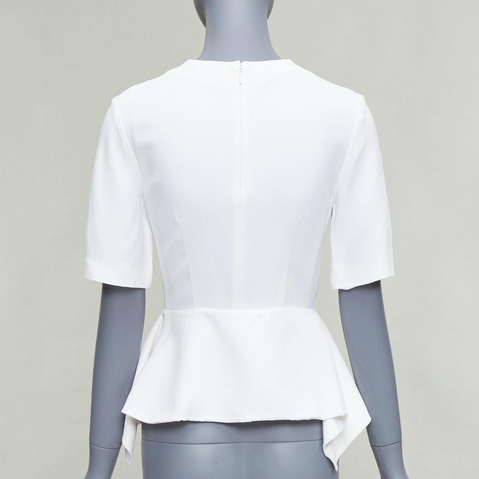 MIU 2013 - Haut à demi manches péplum en acétate crème IT38 XS Pour femmes en vente
