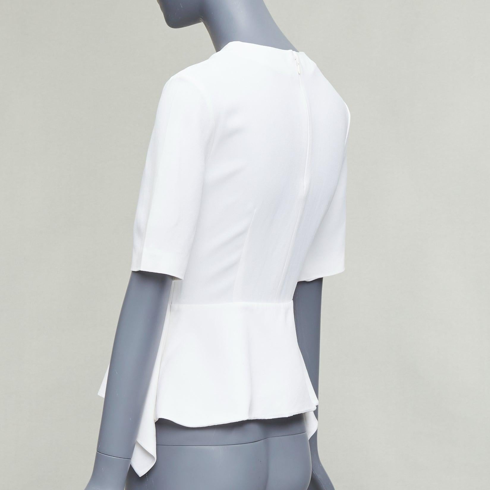 MIU 2013 - Haut à demi manches péplum en acétate crème IT38 XS en vente 1