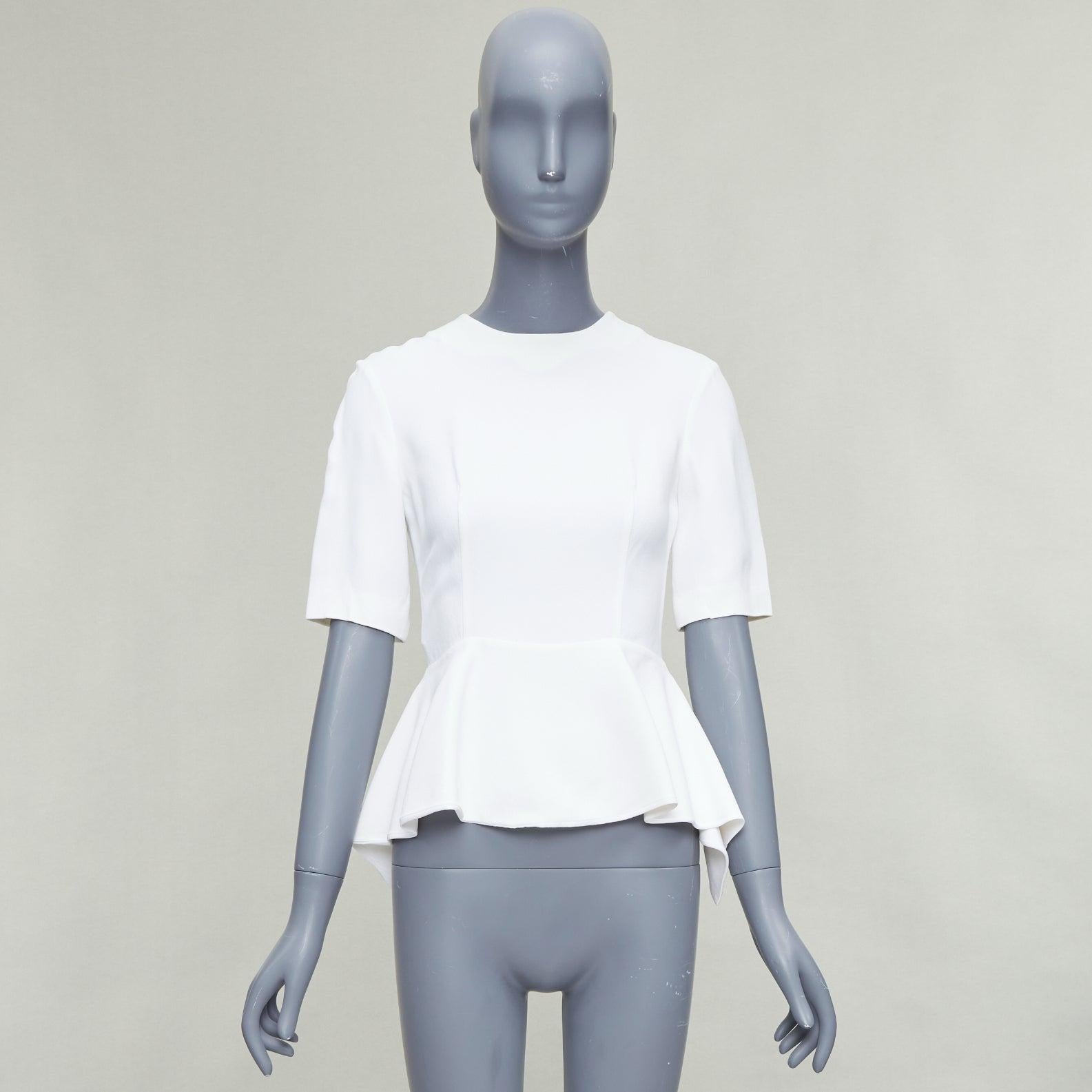 MIU 2013 - Haut à demi manches péplum en acétate crème IT38 XS en vente 4