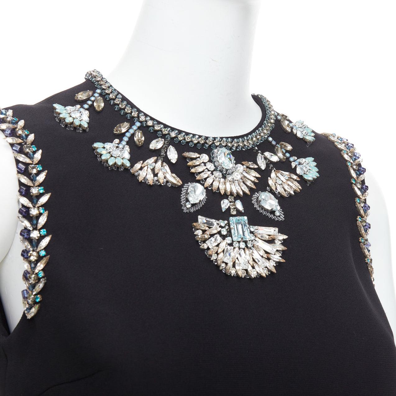 MIU MIU 2014 black blue clear rhinestone embellished shift dress IT38 XS
Reference: MECG/A00010
Brand: Miu Miu
Designer: Miuccia Prada
Collection: 2014
Material: Viscose
Color: Black, Blue
Pattern: Embellishments
Closure: Zip
Lining: Black