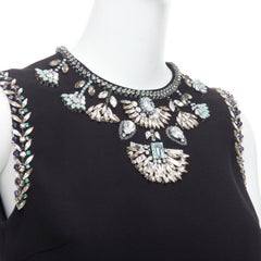 MIU MIU 2014 black blue clear rhinestone embellished shift dress IT38 XS