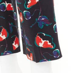 MIU MIU 2014 black red blue wool floral cropped kick flare trousers IT38 XS