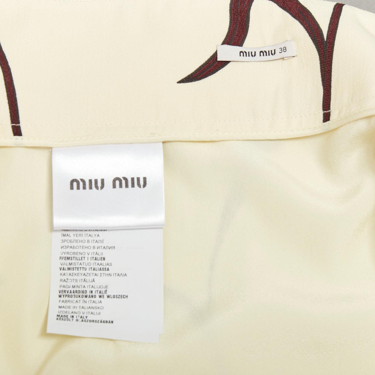 MIU MIU 2014 Creme lila geblümt hoch taillierter Aline Rock IT38 XS im Angebot 3