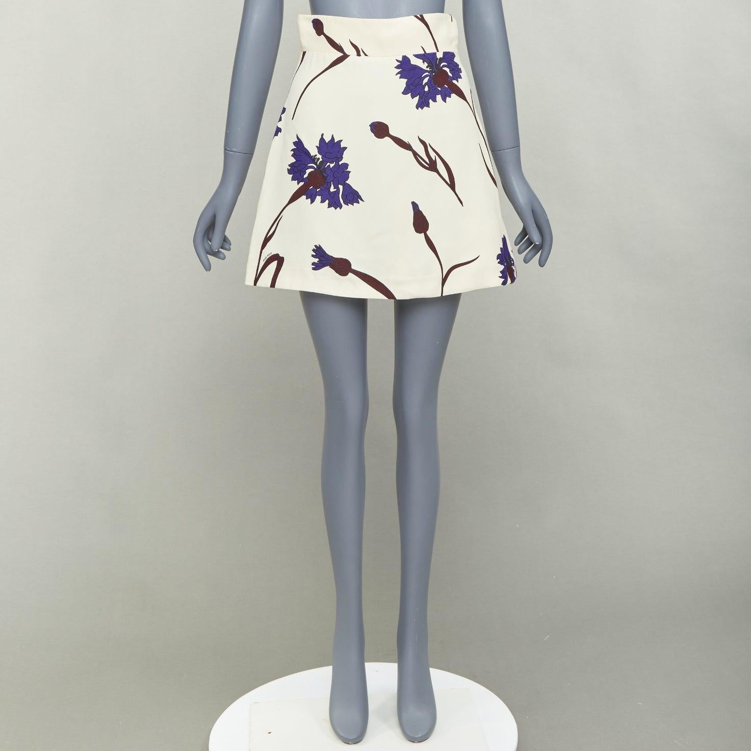 MIU MIU 2014 Creme lila geblümt hoch taillierter Aline Rock IT38 XS im Angebot 4