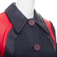 MIU MIU 2014 navy denim red black lambskin inserts pocketed jacket IT38 XS