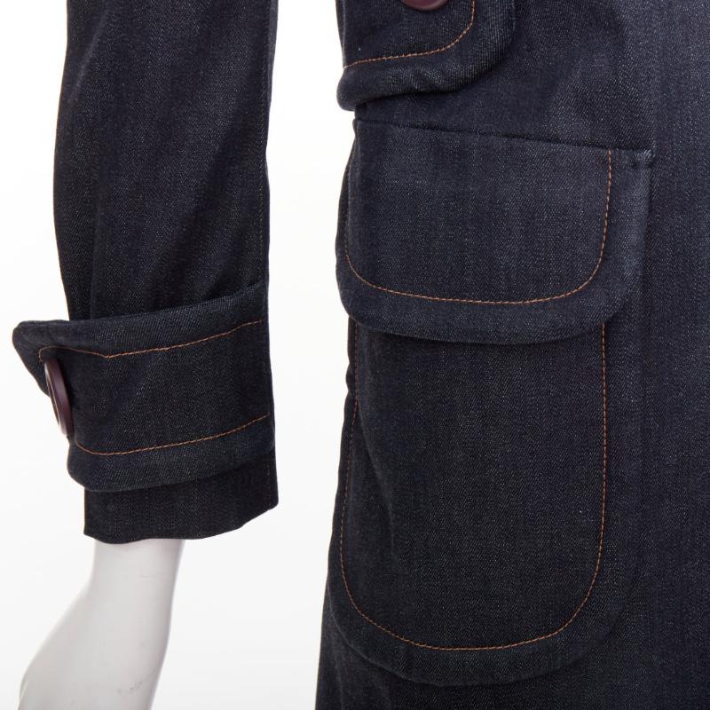 MIU MIU 2014 navy denim red black lambskin inserts pocketed jacket IT38 XS en vente 3