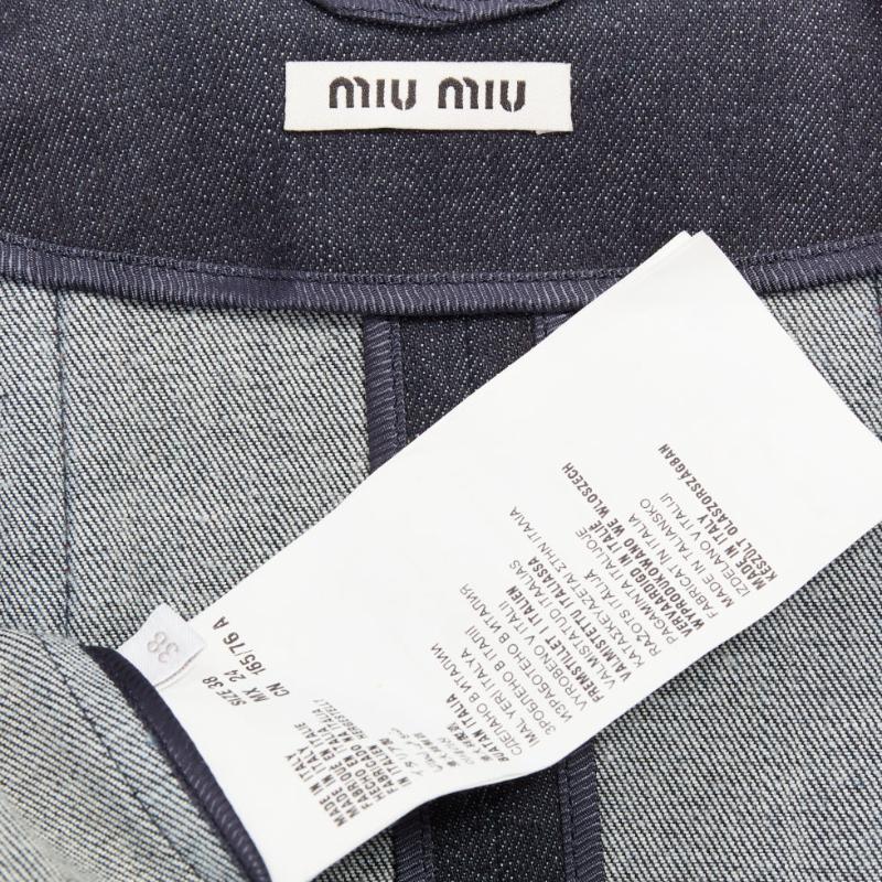 MIU MIU 2014 navy denim red black lambskin inserts pocketed jacket IT38 XS en vente 4