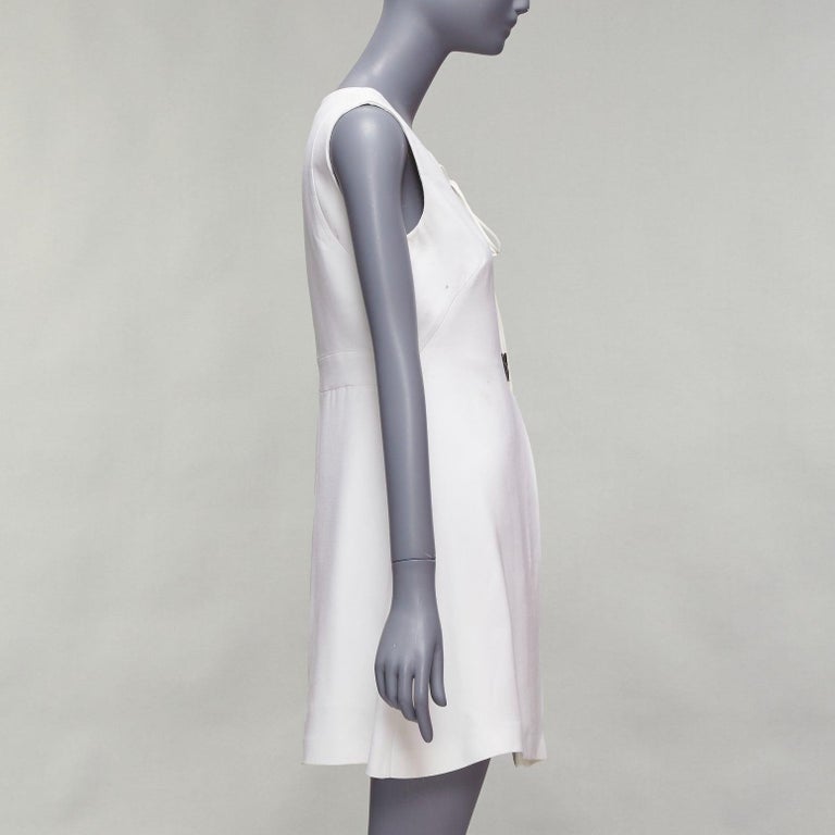MIU MIU 2014 white viscose lace front front pleats shift dress IT42 M For  Sale at 1stDibs