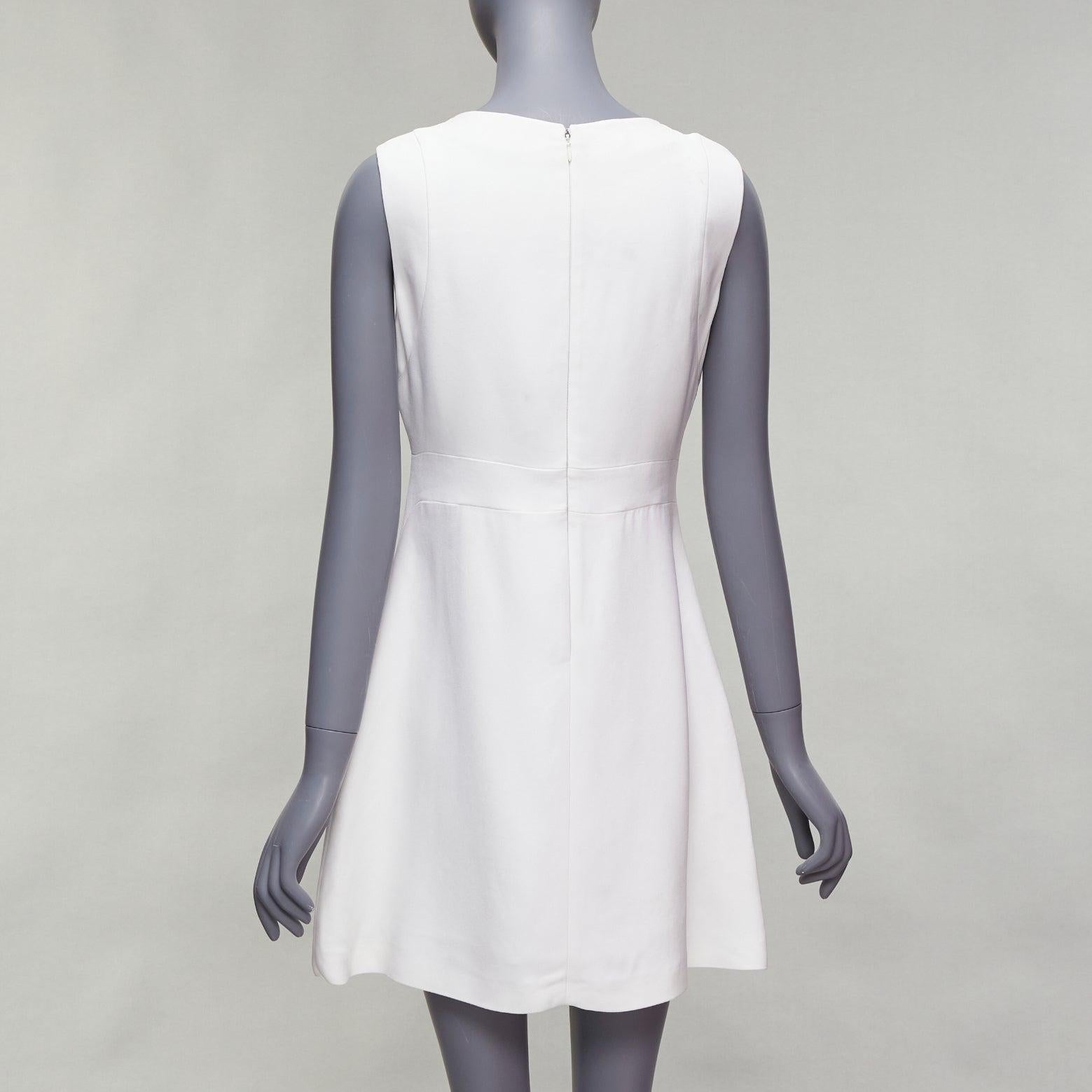 Women's MIU MIU 2014 white viscose lace front front pleats shift dress IT42 M For Sale