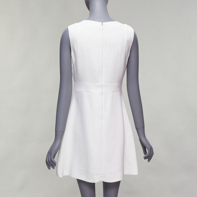 MIU MIU 2014 white viscose lace front front pleats shift dress IT42 M For Sale at 1stDibs MIU MIU 2014 white viscose lace front front pleats shift dress IT42 M For Sale at 1stDibs