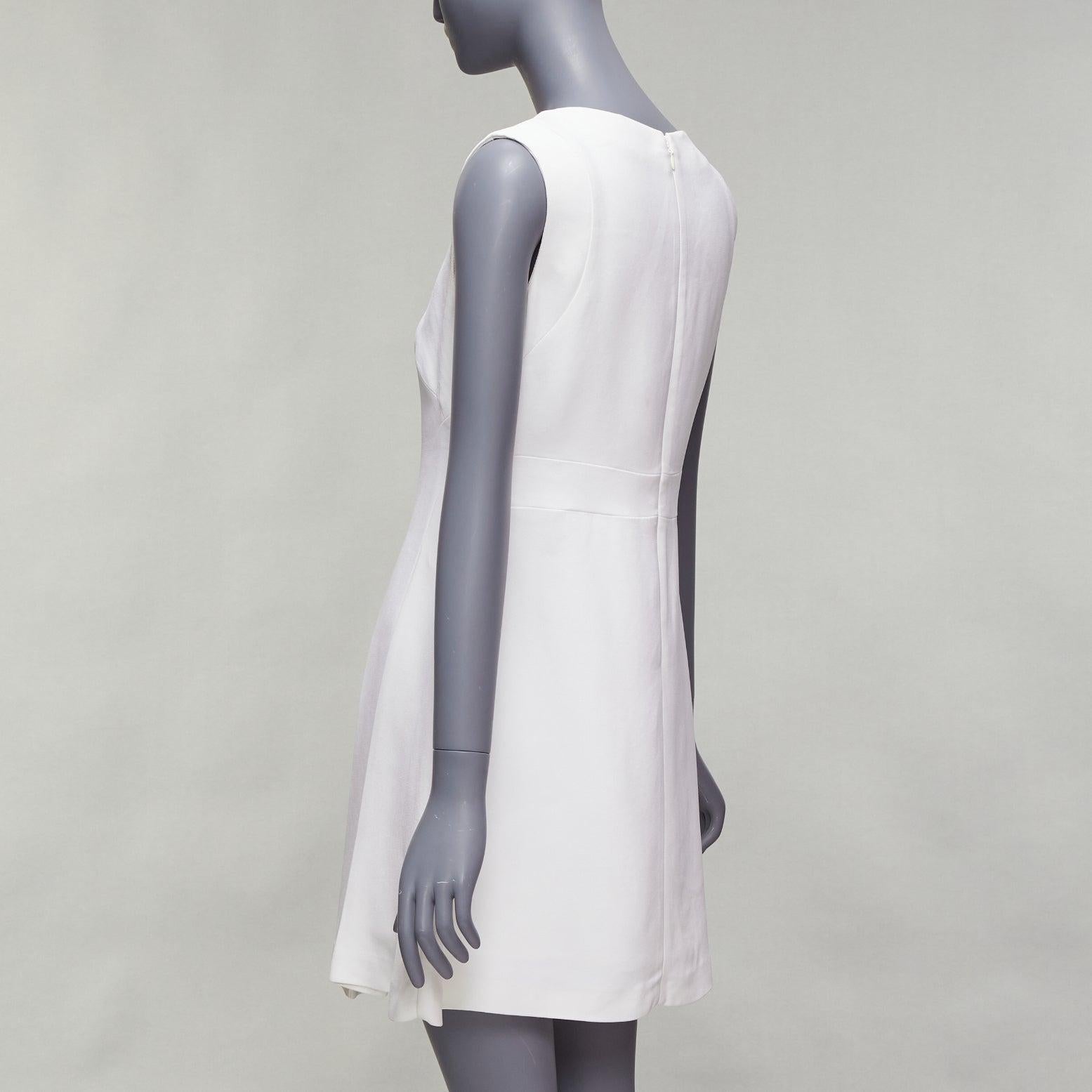 MIU MIU 2014 white viscose lace front front pleats shift dress IT42 M For Sale 1