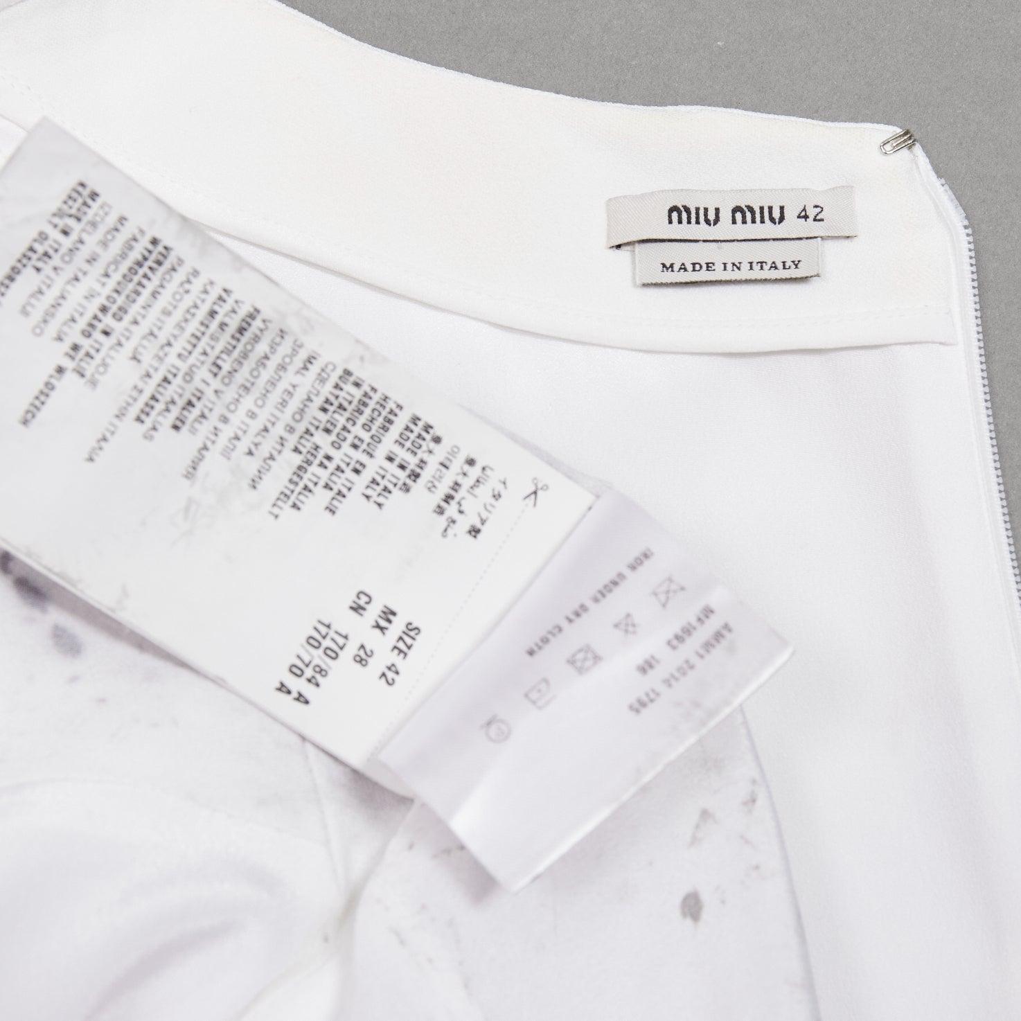 MIU MIU 2014 white viscose lace front front pleats shift dress IT42 M For Sale 4