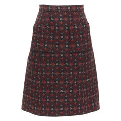 MIU MIU 2015 floral virgin wool vintage print pocketed A-line skirt IT36 XXS